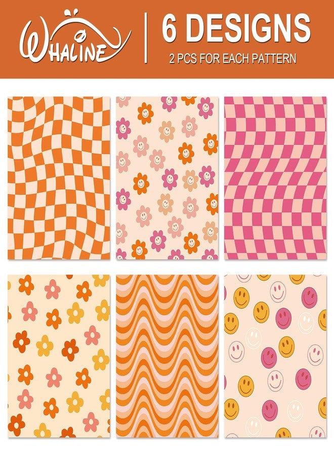Whaline 12Pcs Retro Groovy Wrapping Paper Boho Daisy Face Checkered Gift Wrap Bulk Art Paper Folded Flat for Baby Shower Birthday Wedding DIY Crafts Gift Packing, 19.7 x 27.6 Inch - Image 3